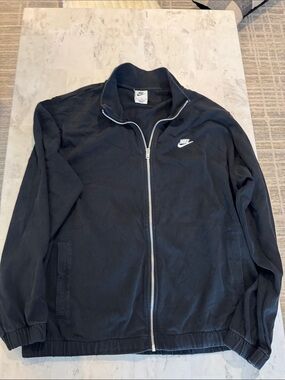 Nike Black Full-Zip Bomber Jacket with White Logo